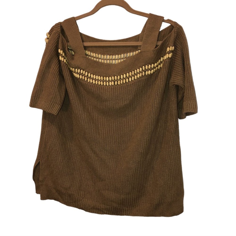Ella Moss NEW Anthropologie khaki wooden bead detail M